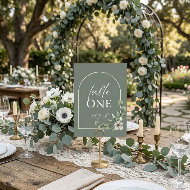 Número de Mesa de Boda Verde Salvia Simple y Elega (Subido por el creador)