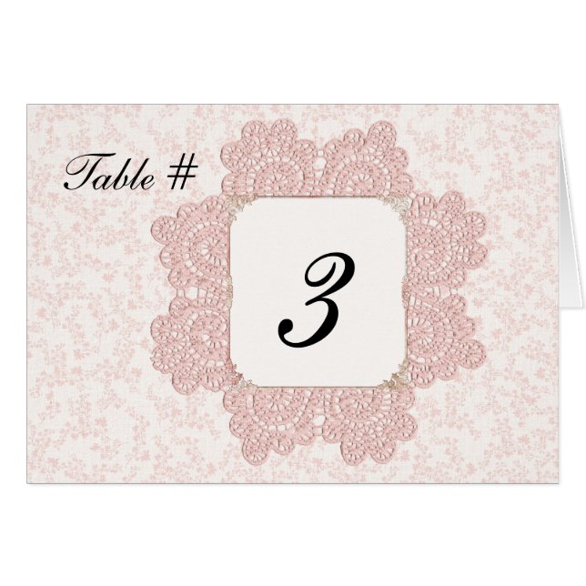 Número de mesa de boda victoriana rosa desgastada (Anverso (Horizontal))
