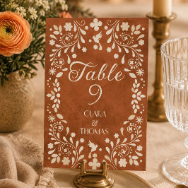 Número de mesa de boda vintage de terracota mexica