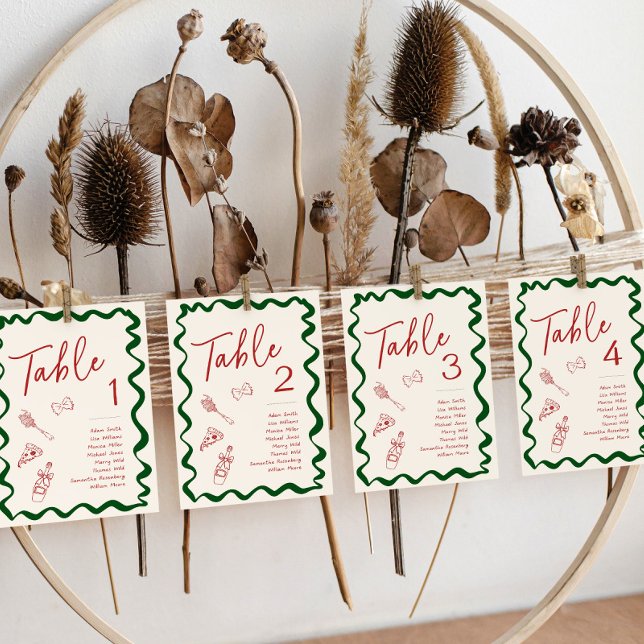 Número de mesa de bodas Italian That's Amore Pizza (Table Place Cards with Italian theme)