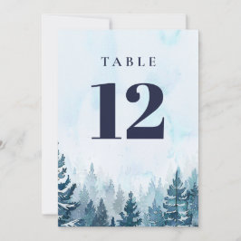 Número de mesa de bosque de pino de invierno rústi