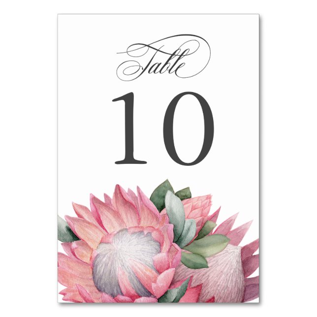 Número de mesa de Bouquet de Pink King Protea (Anverso)