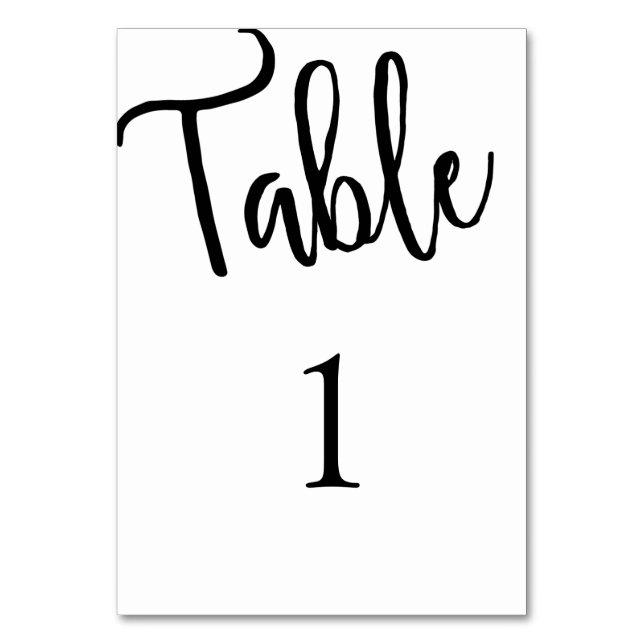 Número de mesa de caligrafía. Boda moderna. Simple (Anverso)