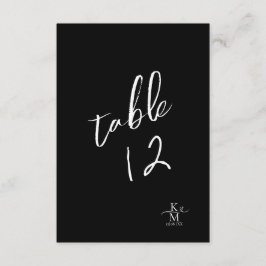 Número de mesa de caligrafía de amor Blanco B&W ID
