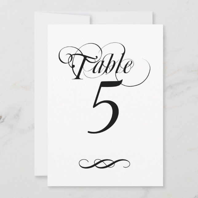 Número de mesa de caligrafía elegante (Anverso)