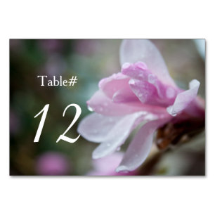número de mesa de cena de flores de magnolia rosa 
