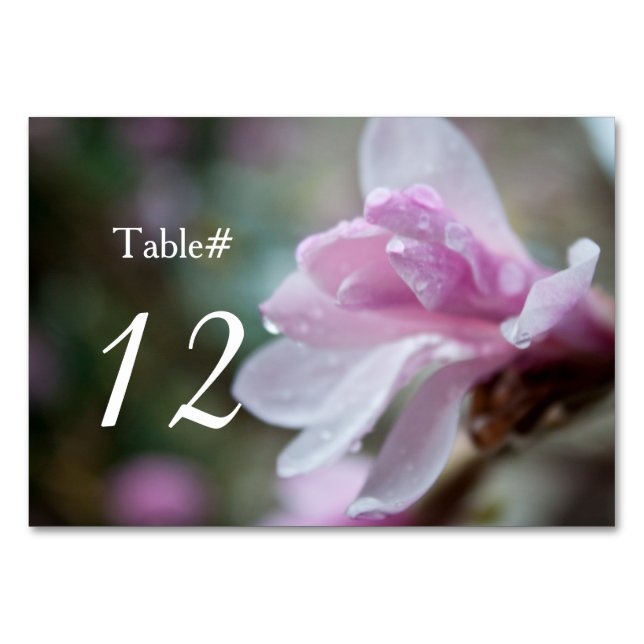 número de mesa de cena de flores de magnolia rosa  (Anverso)