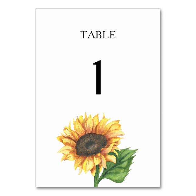 Número de mesa de desayuno de boda de girasol (Anverso)