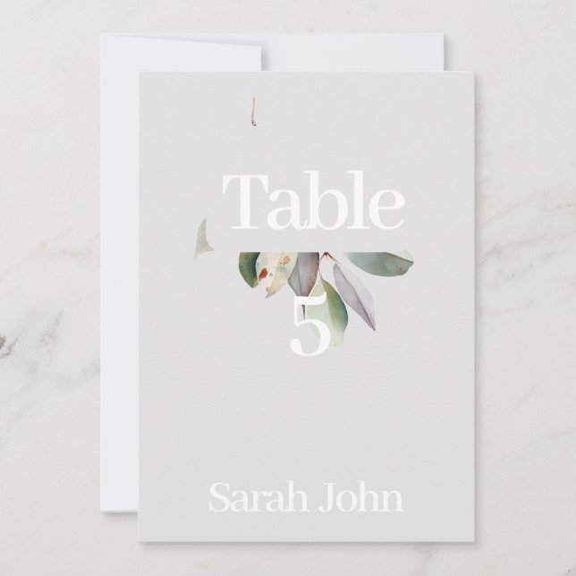 Número de mesa de eucalipto sofisticado  (Anverso)