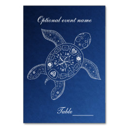 Número de mesa de fiesta de playa azul de tortuga