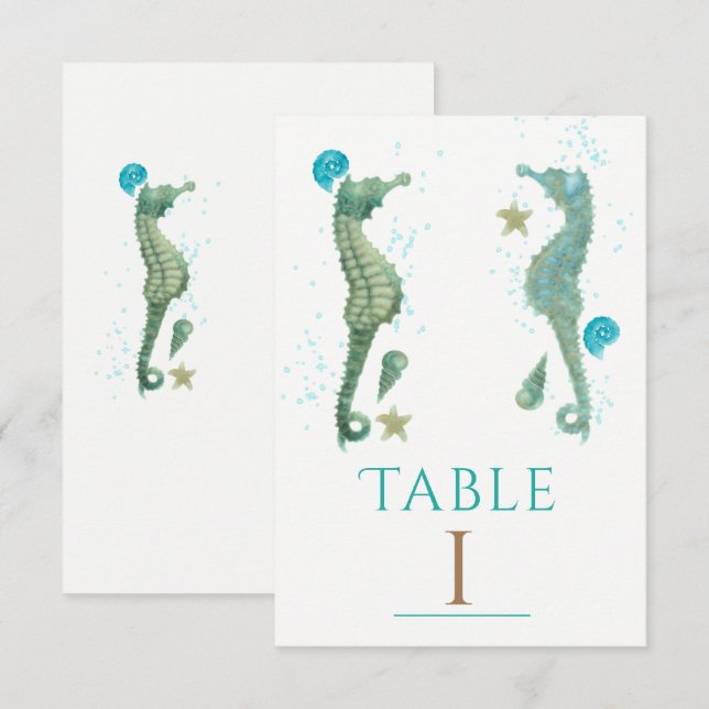 Número de mesa de fiesta de playa con caballitos d (Anverso / Reverso)