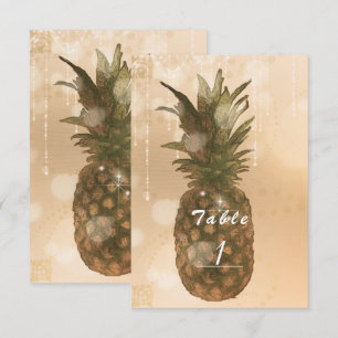 Número de mesa de fiesta elegante de piña dorada g