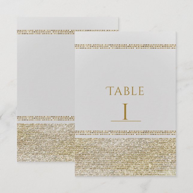 Número de mesa de fiesta Glam Chic de oro blanco y (Anverso / Reverso)