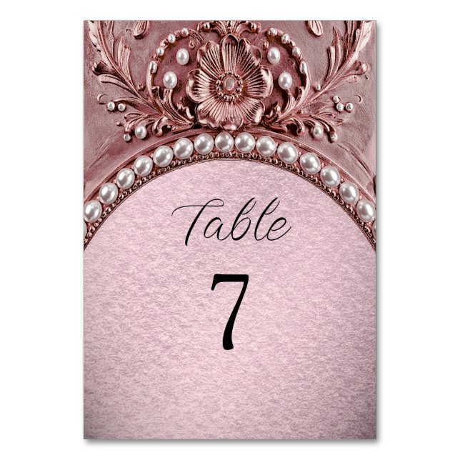 Número de mesa de flor rosa (Anverso)
