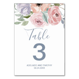 Número de mesa de florales rosa polvoriento