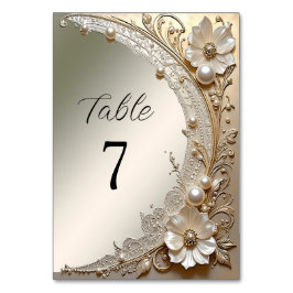 Número de mesa de flores blancas modernas perlas