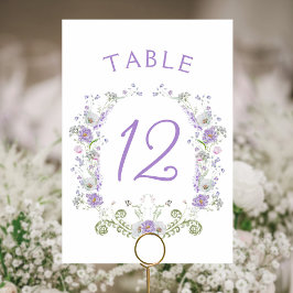 Número de mesa de flores de lila