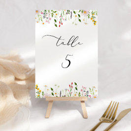 Número de mesa de flores silvestres minimalista