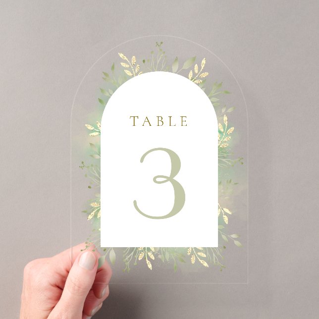 número de mesa de follaje de acuarela verde (Insitu (portátil))