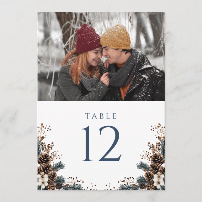 Número de mesa de foto de piña floral rústico boho (Anverso)