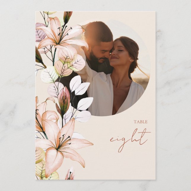 Número de mesa de foto floral otoño boho rústico (Anverso)