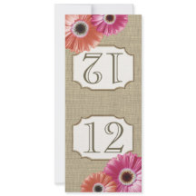 Número de mesa de Gerbera Daisy Rosa y Coral