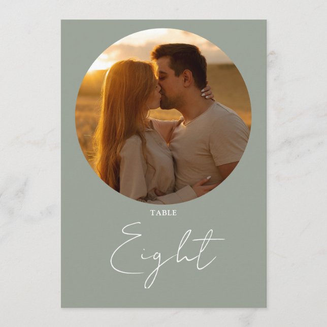 Número de mesa de guión minimalista moderno verde  (Anverso)