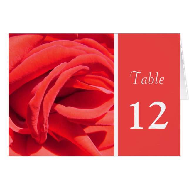 número de mesa de la cena de rosa rojo adorable (Anverso (Horizontal))