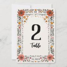 Número de mesa de letra de imprenta floral