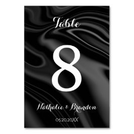 Número de mesa de líquido negro elegante
