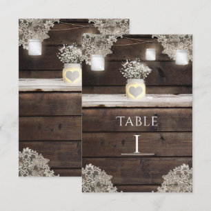 Número de mesa de madera de granero rústico, encaj