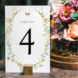 Número de mesa de mariposa de flor silvestre