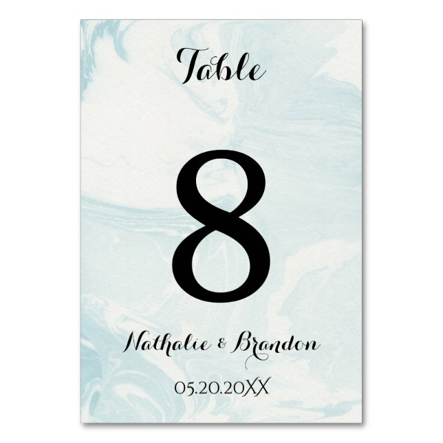 Número de mesa de mármol azul elegante (Reverso)
