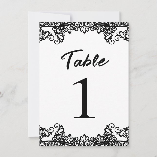 Número de mesa de matrimonio elegante de encaje bl (Anverso)
