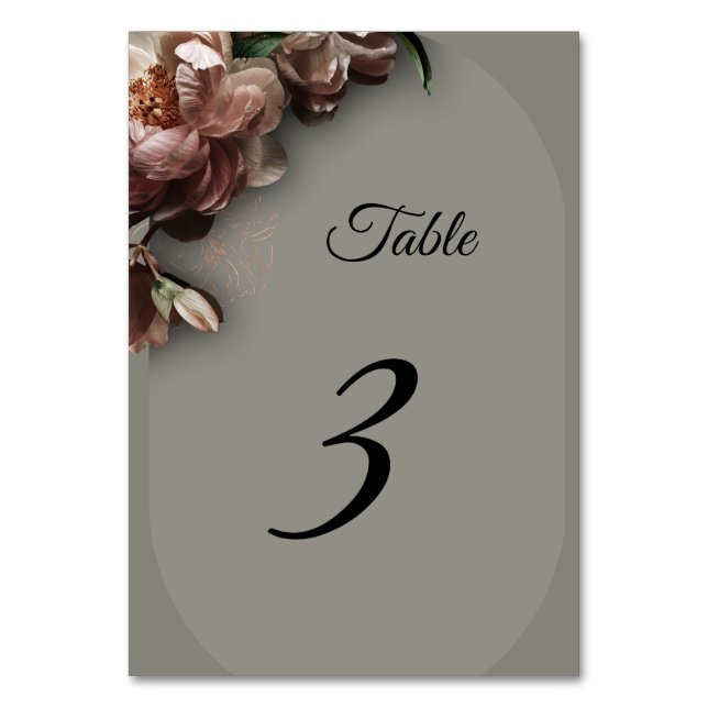 Número de mesa de peonías floreciendo (Anverso)