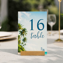 Número de mesa de playa tropical