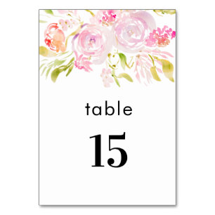 Número de mesa de ramo de rosas acuarela