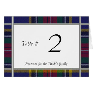 número de mesa de recepción de boda de MacBeth Pla
