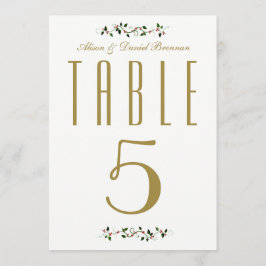 Número de mesa de recepción de boda en vacaciones 