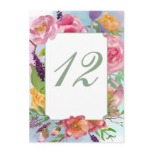 Número de mesa de recepción de boda floral colorid