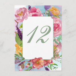 Número de mesa de recepción de boda floral colorid