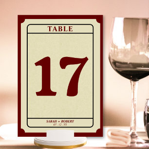 Número de mesa de recepción de bodas de boleto ret