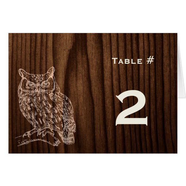 Número de mesa de recepción de bodas de lechuza os (Anverso (Horizontal))