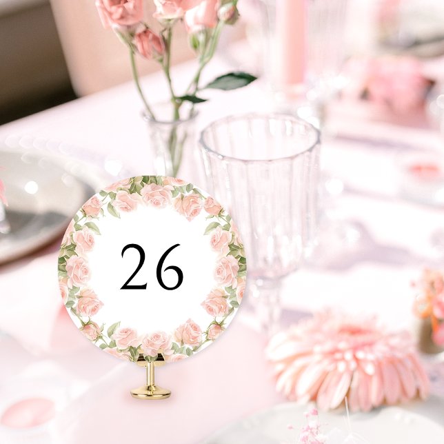 Número de mesa de regadera nupcial con flores rosa (Subido por el creador)