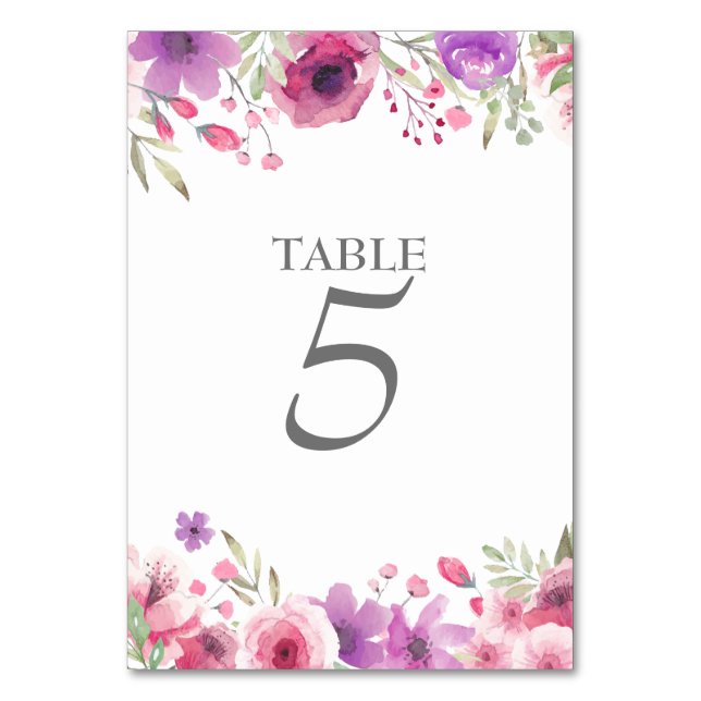 Número de mesa de rosas de acuarela del 25 anivers (Reverso)