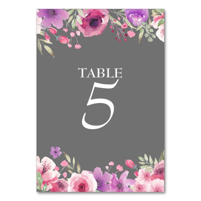 Número de mesa de rosas de acuarela del 25 anivers (Reverso)