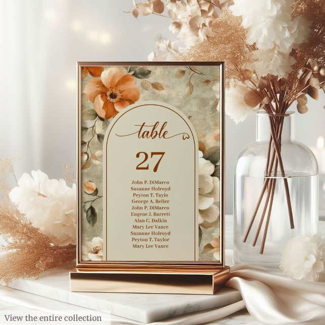 Número de mesa de terracota beige oliva boho lujos (Luxurious Boho Terracotta Beige Olive Table Number)