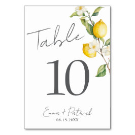 Número de mesa de verano de limón cítrico clásico