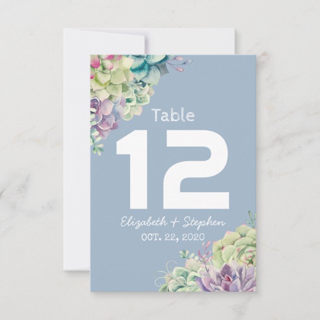 Número de mesa del boda Lugar de asiento Suculento (Anverso)