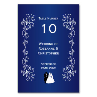 Número de mesa del boda Royal Blue Bride Groom